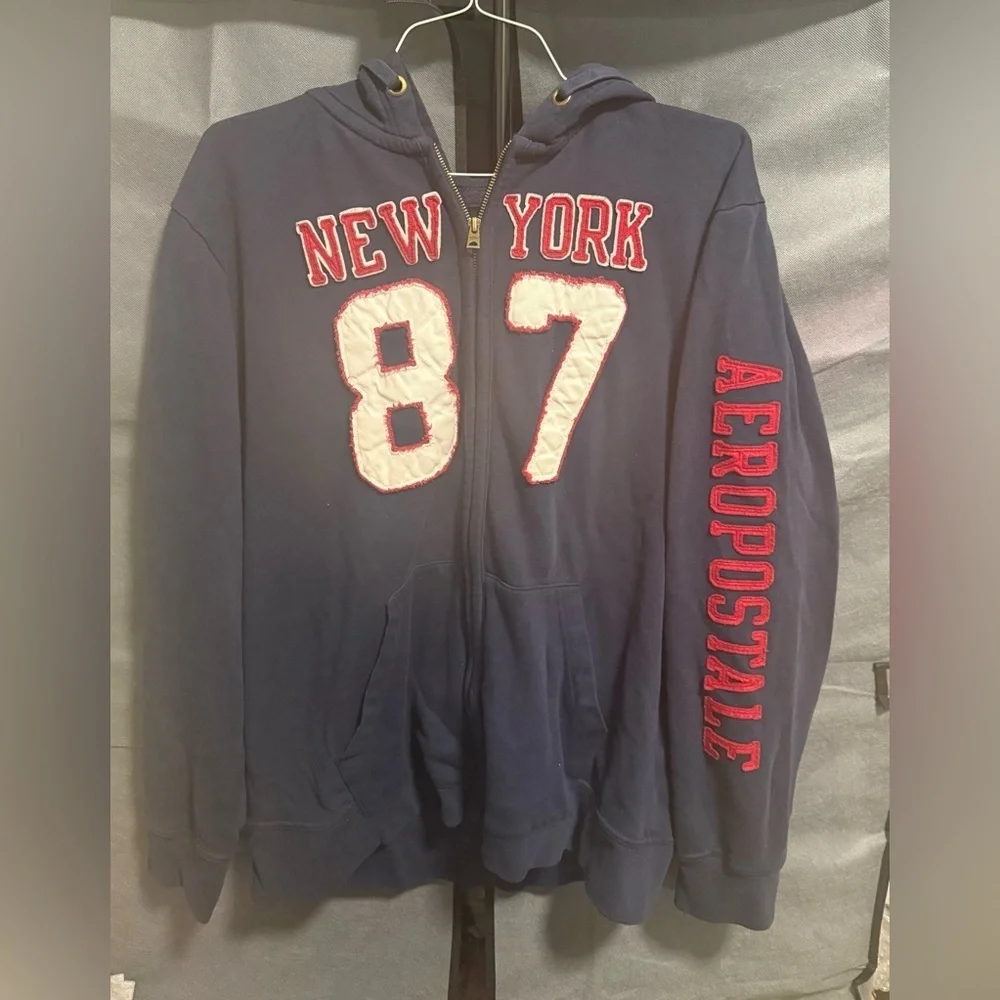 Aeropostale Navy Blue Hoodie with Red Accents